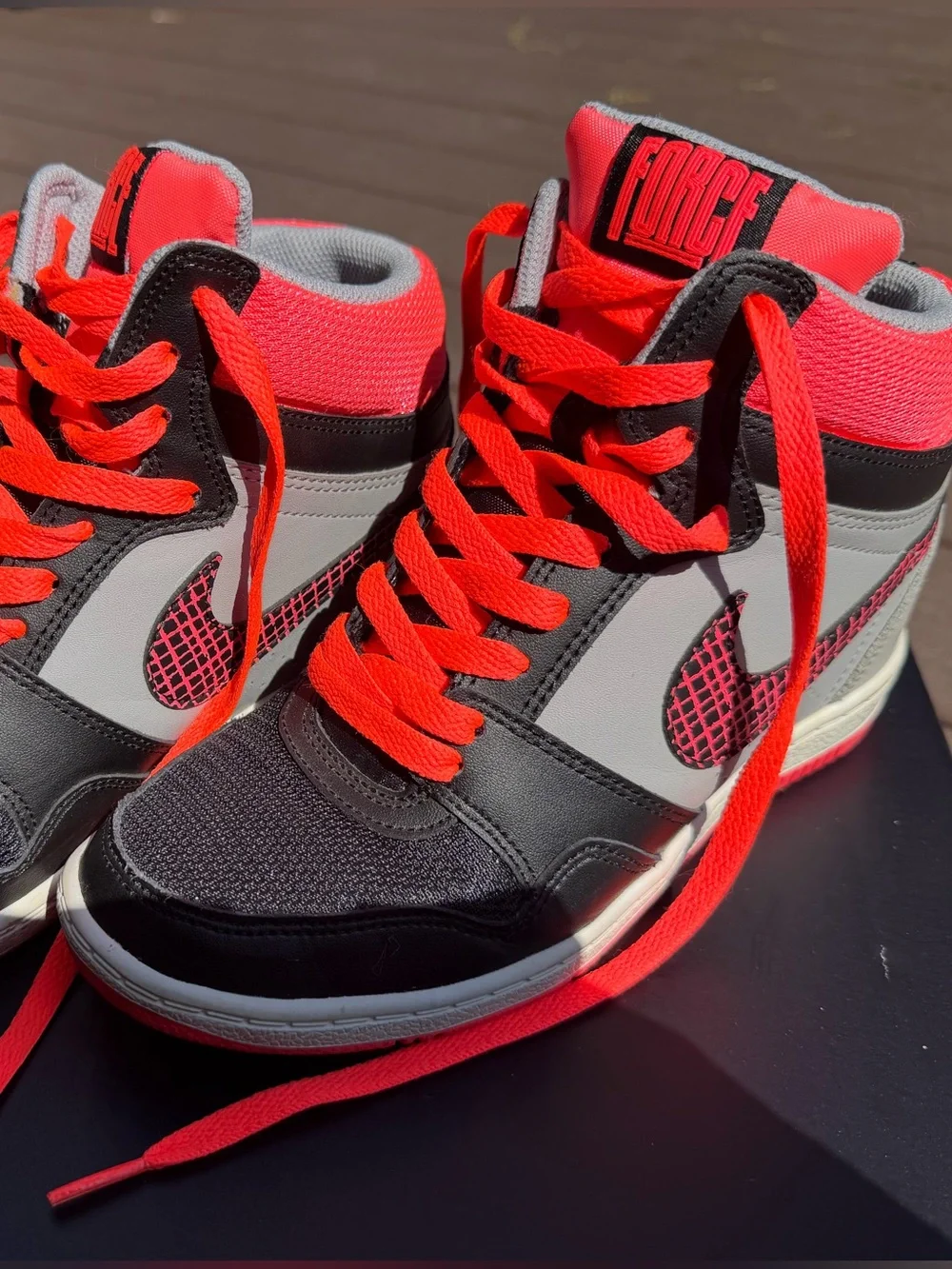 Nike Force Sky High Wedge Sneakers Women’s 7.5 Black Gray Neon Red Y2K